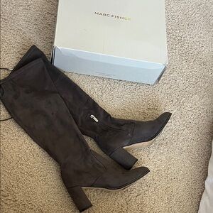 Marc Fisher Chocolate Brown Over-the-Knee Block Heel Boots